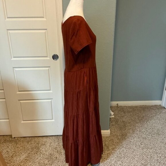 ANTHROPOLOGIE Maeve Gillian Tiered Maxi Dress Terracotta Sz LARGE - Picture 6 of 7